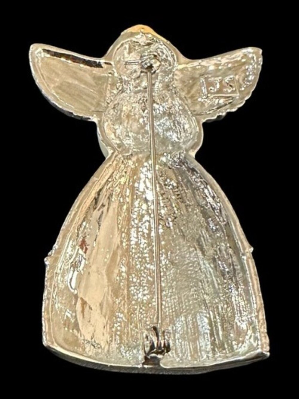 Vintage Angel Brooch With Rhinestone Inlay Signed JS On Backside - Picture 2 of 2